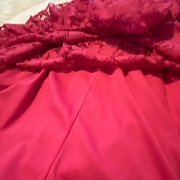 PARTY LACE OVERLAY HOT PINK DRESS by Roxy & Ali Size 2 fully lined Back zip NICE - Picture 6 of 14